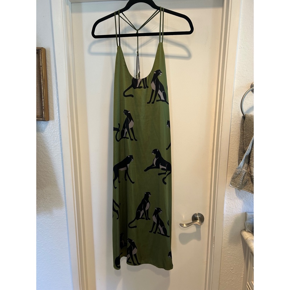 Green Satiny Nightgown Dress panthers